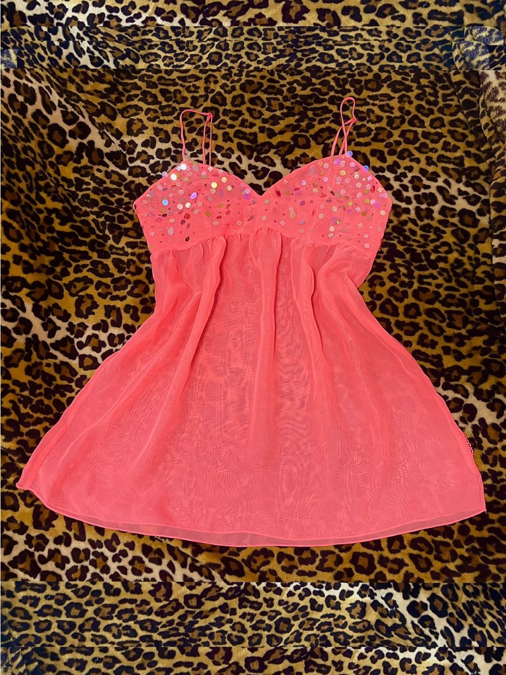 Coral Sequined LaSenza Spagetti Top